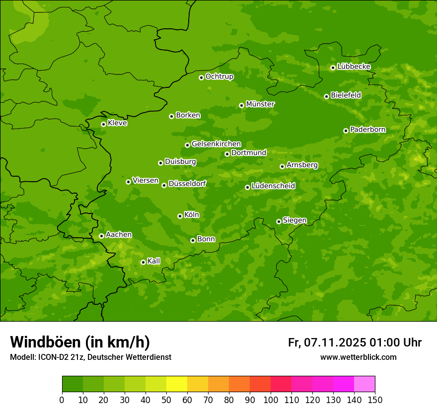 Modellkarten Windgeschwindigkeit