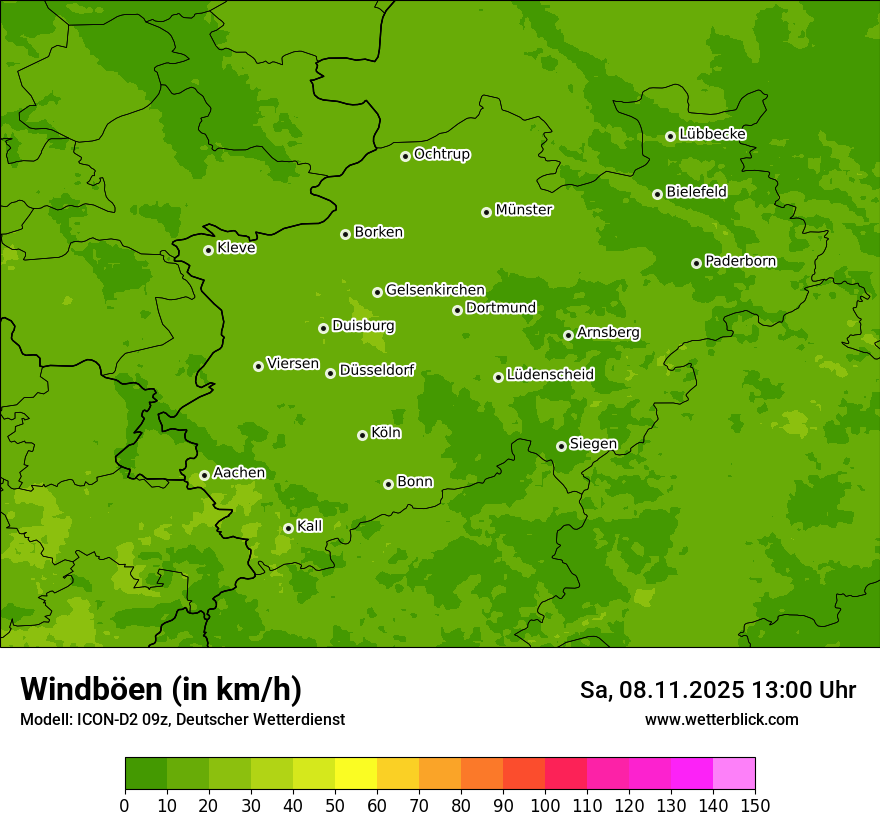 Modellkarten Windgeschwindigkeit