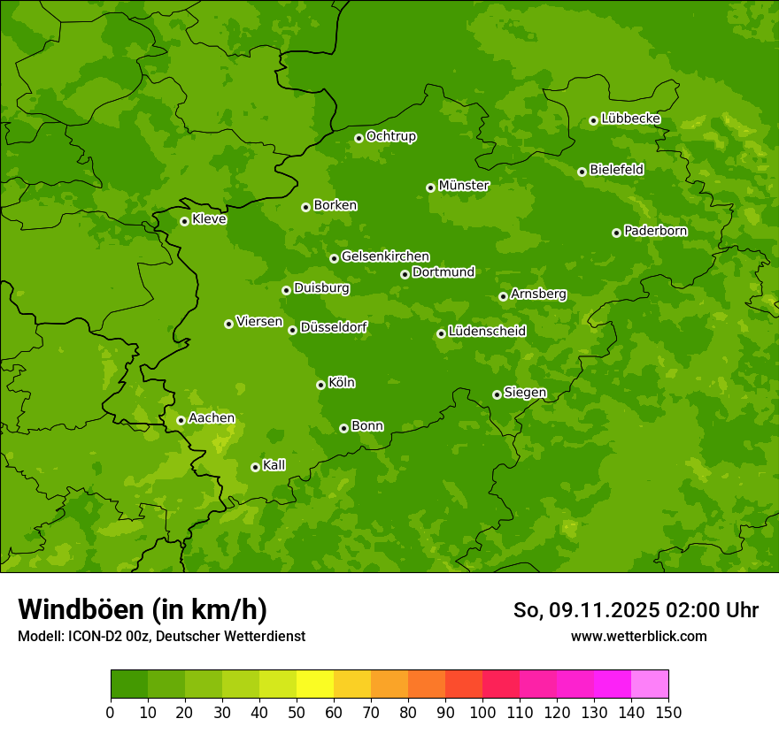 Modellkarten Windgeschwindigkeit