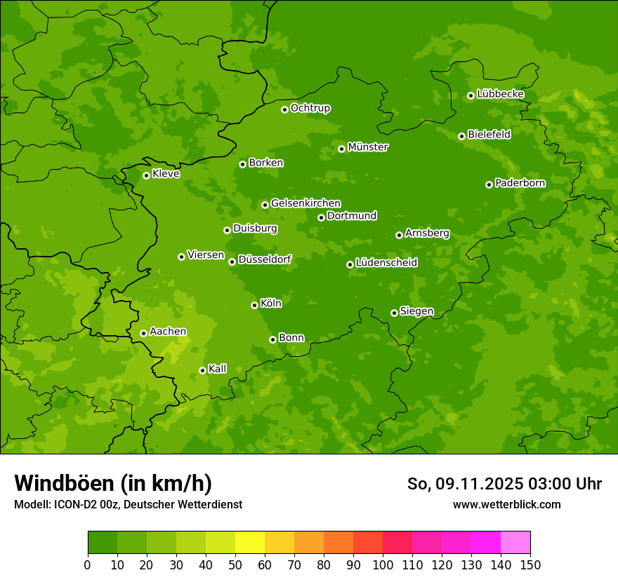Modellkarten Windgeschwindigkeit