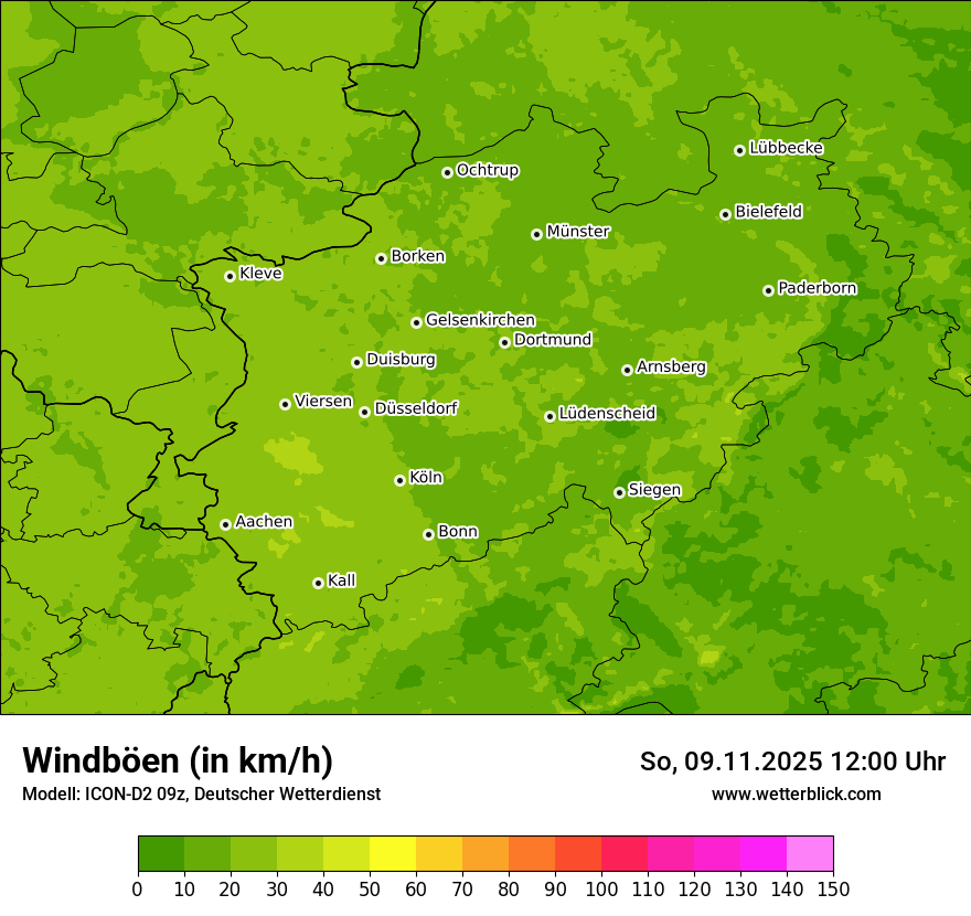 Modellkarten Windgeschwindigkeit