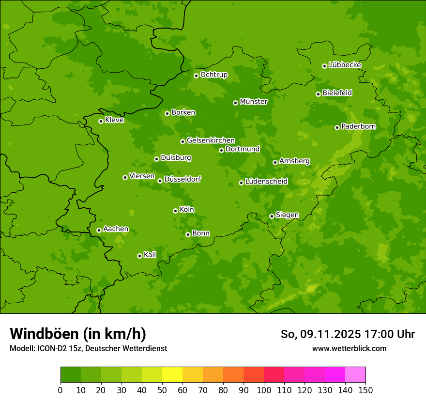 Modellkarten Windgeschwindigkeit