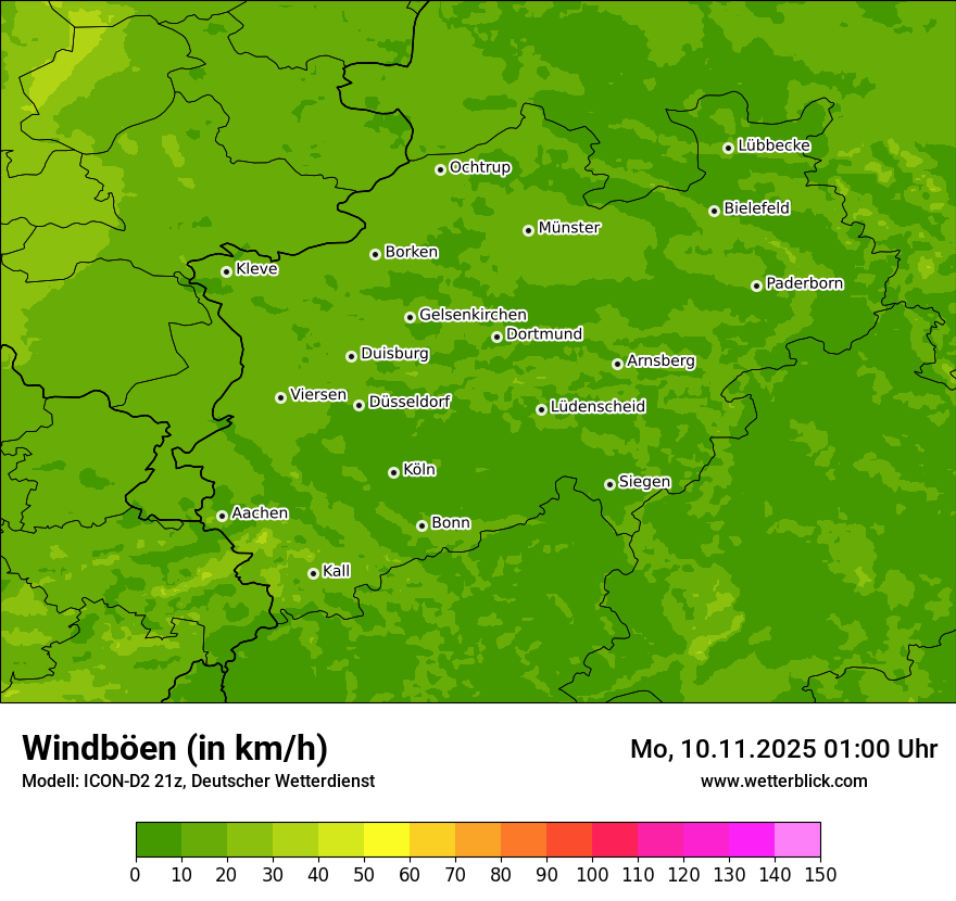 Modellkarten Windgeschwindigkeit