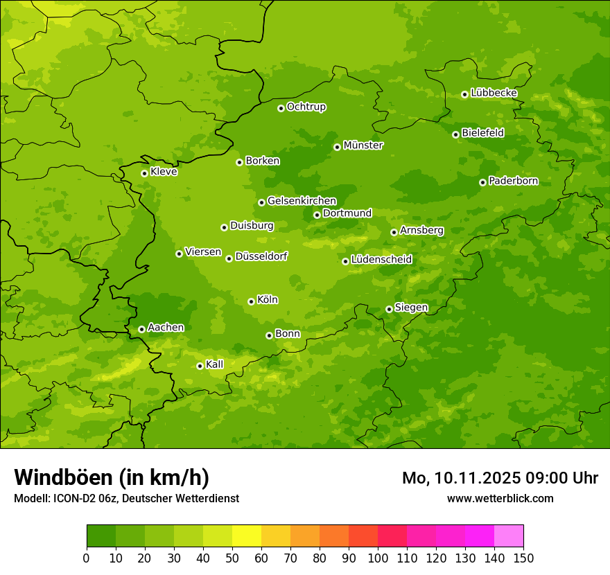 Modellkarten Windgeschwindigkeit