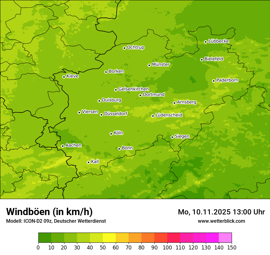 Modellkarten Windgeschwindigkeit
