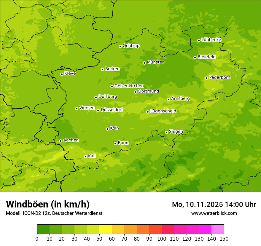 Modellkarten Windgeschwindigkeit