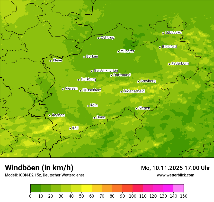Modellkarten Windgeschwindigkeit