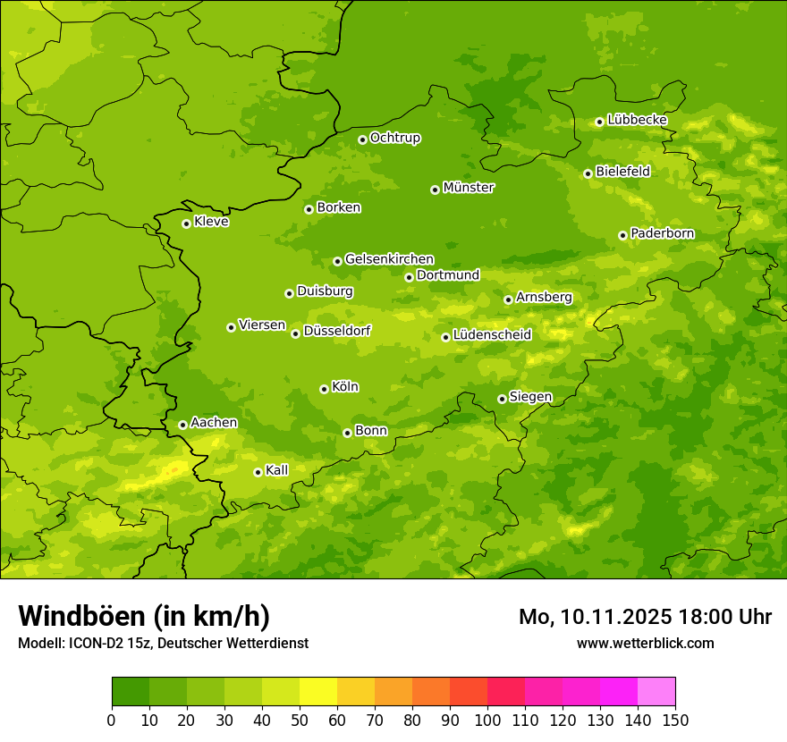 Modellkarten Windgeschwindigkeit