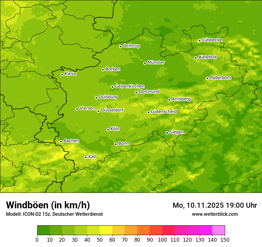 Modellkarten Windgeschwindigkeit