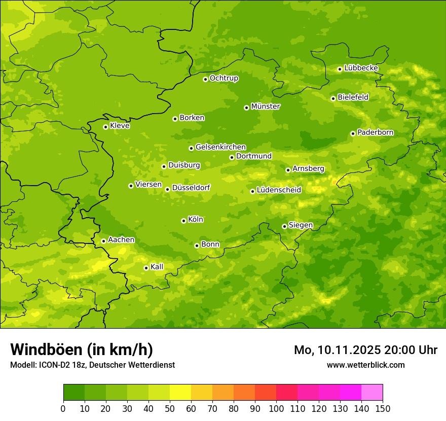 Modellkarten Windgeschwindigkeit