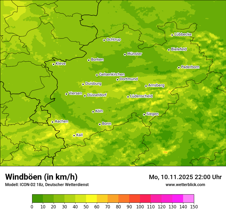 Modellkarten Windgeschwindigkeit