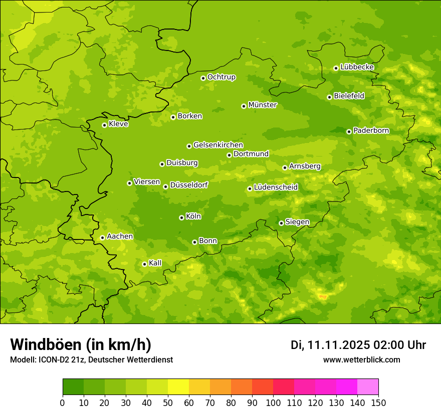 Modellkarten Windgeschwindigkeit