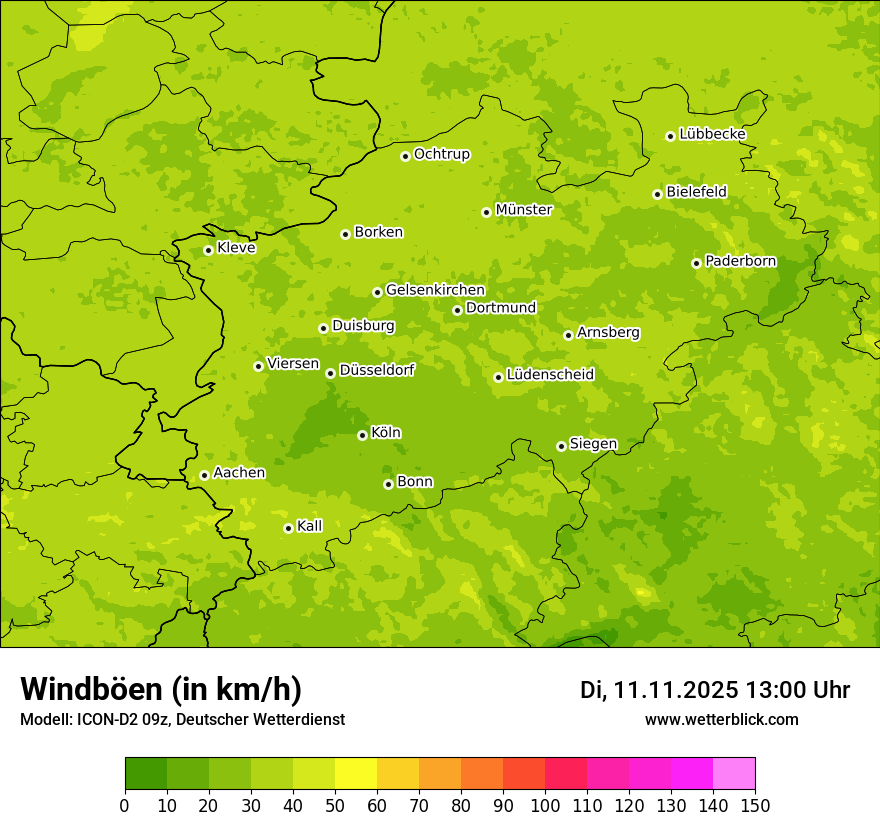 Modellkarten Windgeschwindigkeit