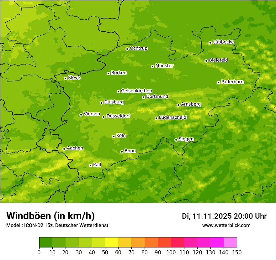 Modellkarten Windgeschwindigkeit
