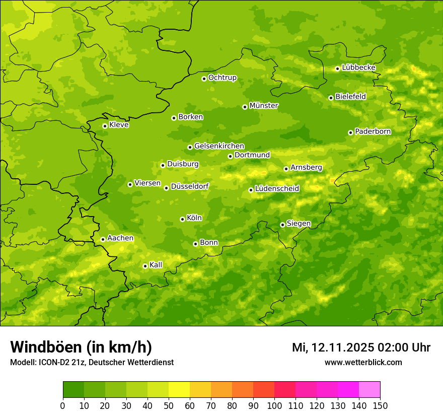 Modellkarten Windgeschwindigkeit