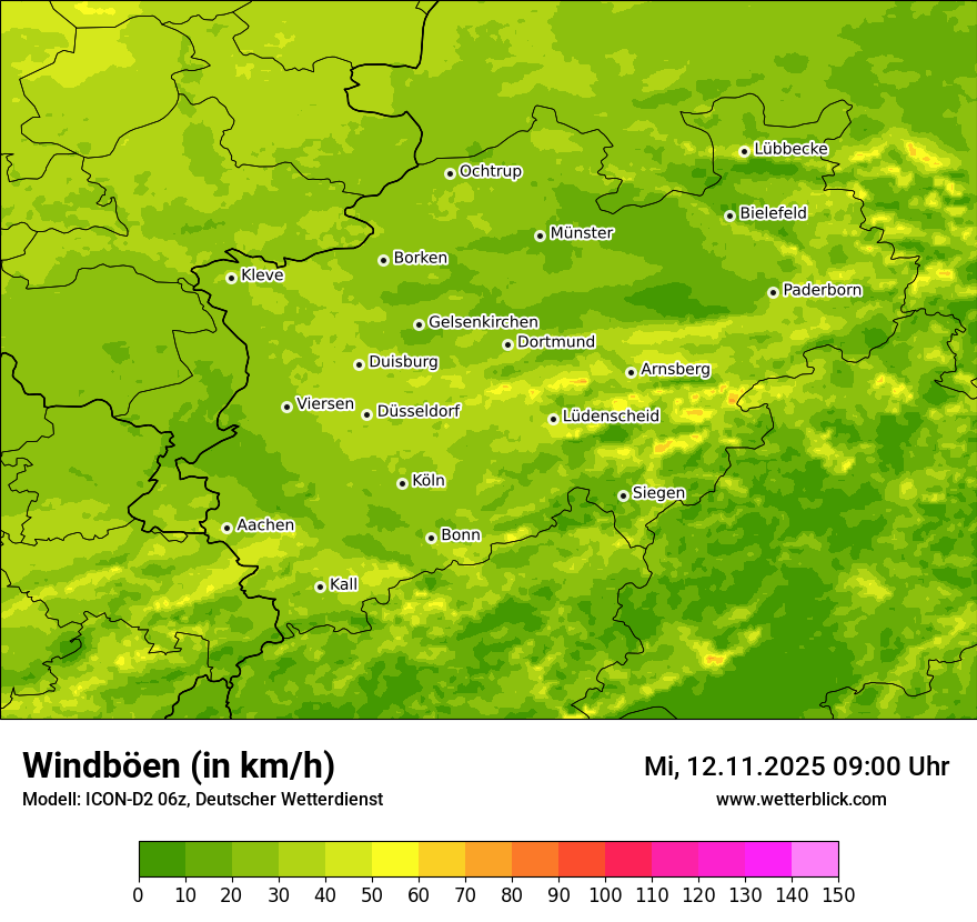 Modellkarten Windgeschwindigkeit