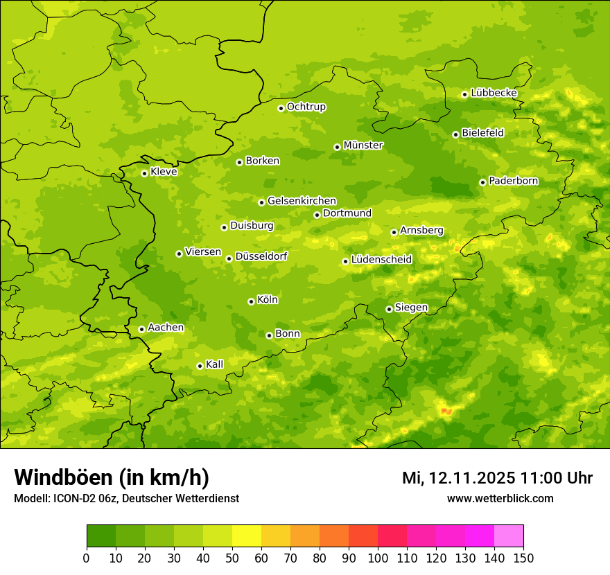 Modellkarten Windgeschwindigkeit