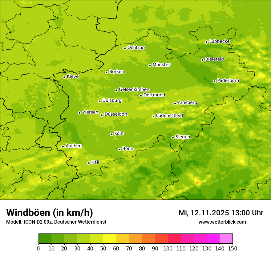 Modellkarten Windgeschwindigkeit