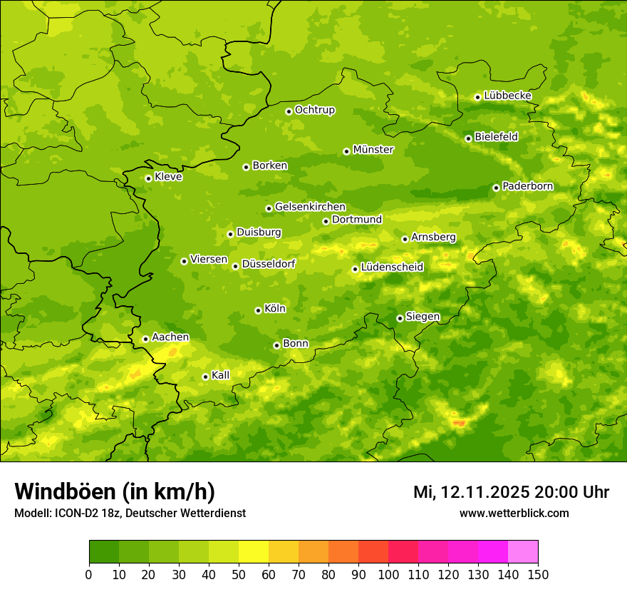 Modellkarten Windgeschwindigkeit