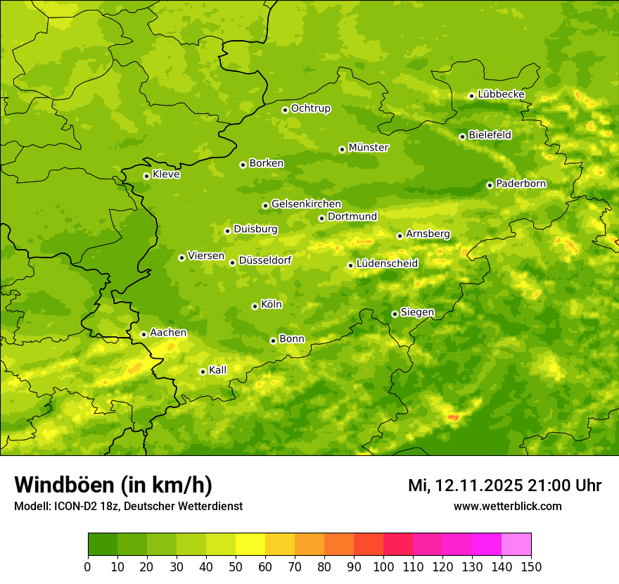 Modellkarten Windgeschwindigkeit