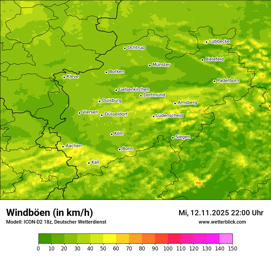 Modellkarten Windgeschwindigkeit