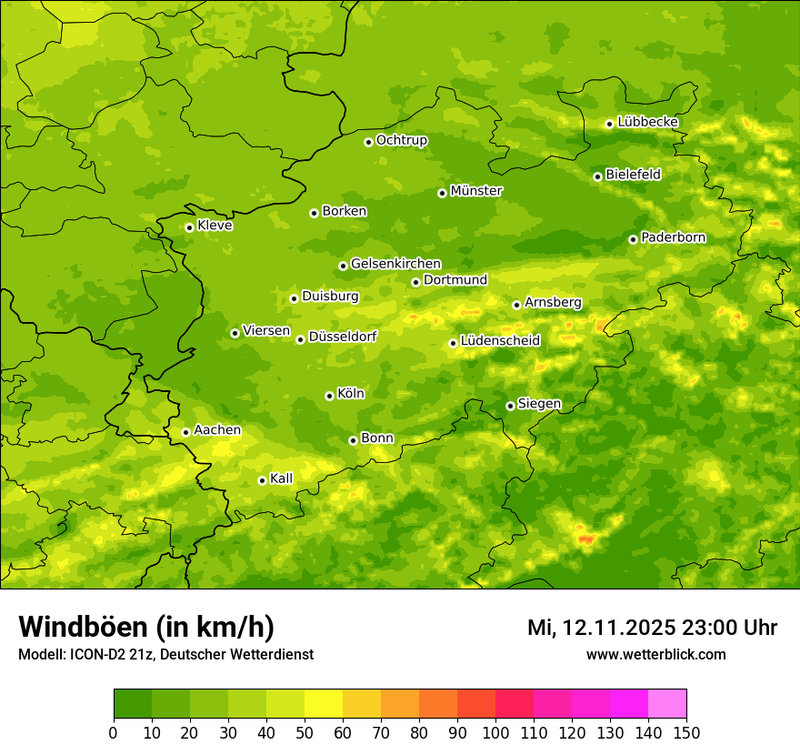 Modellkarten Windgeschwindigkeit