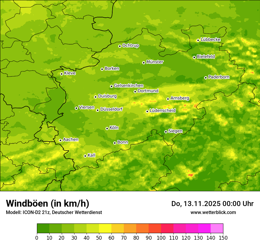 Modellkarten Windgeschwindigkeit