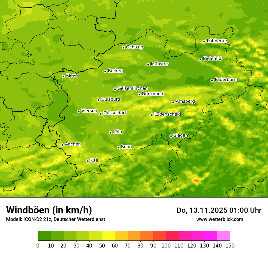 Modellkarten Windgeschwindigkeit