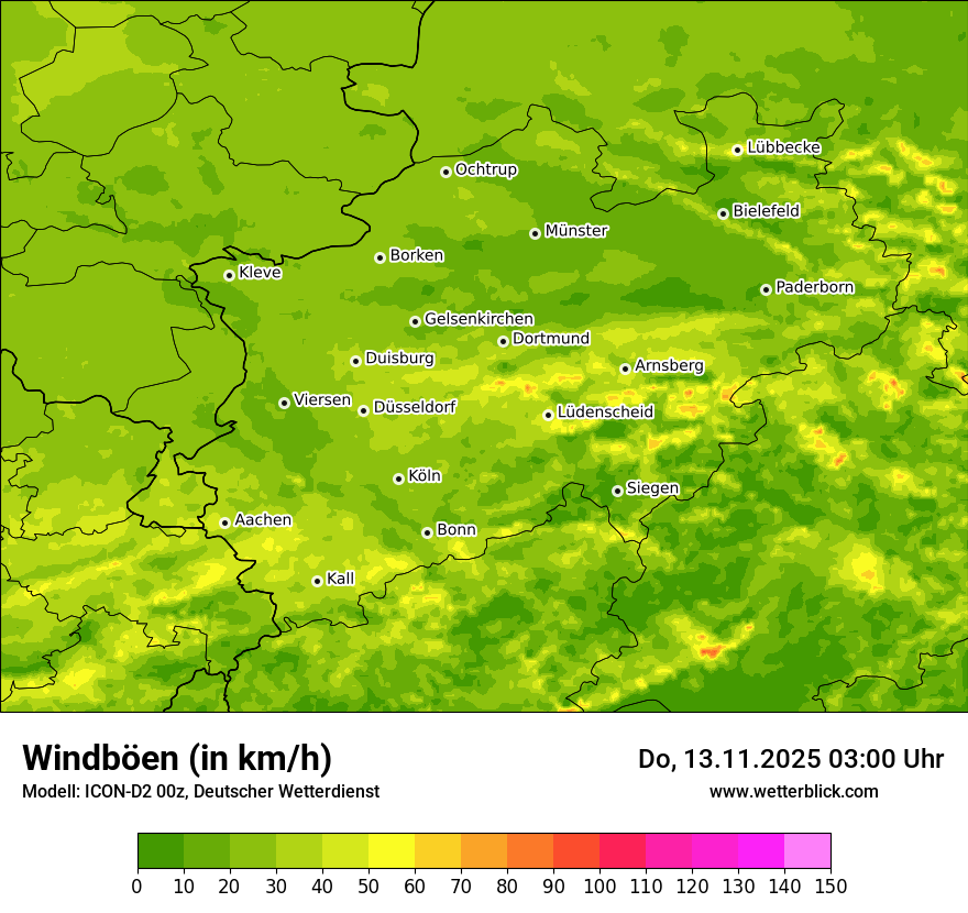 Modellkarten Windgeschwindigkeit