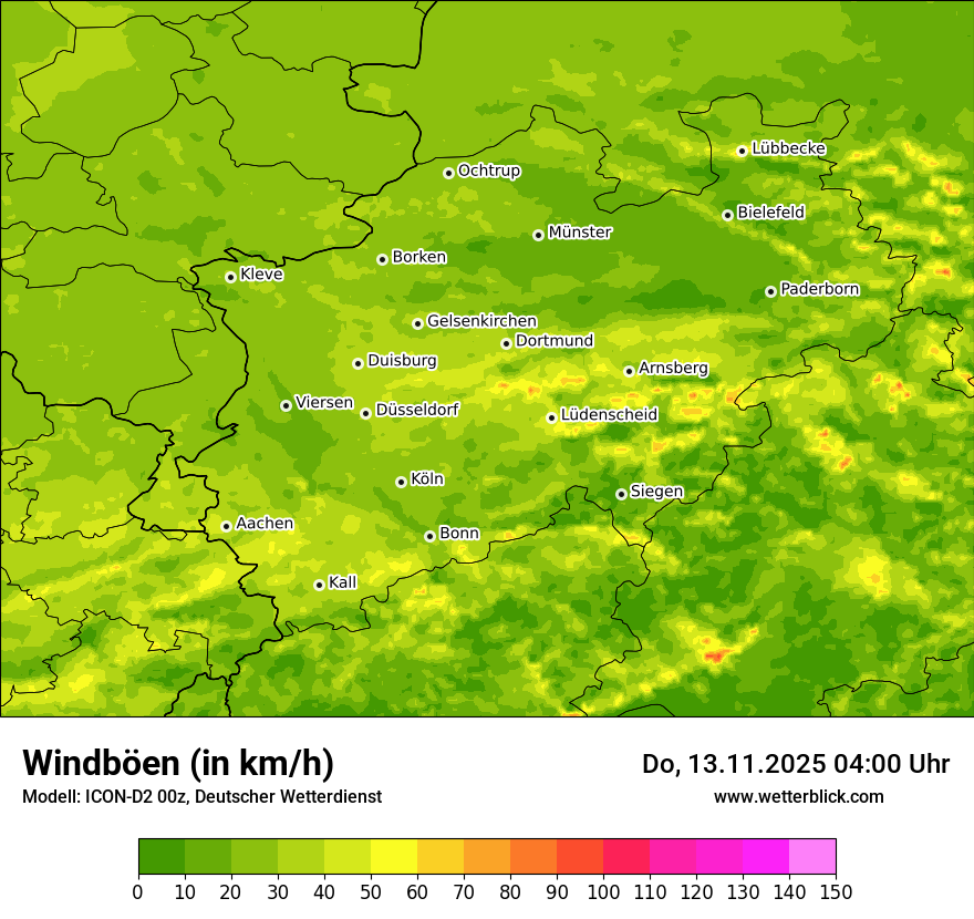 Modellkarten Windgeschwindigkeit
