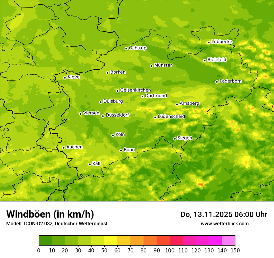 Modellkarten Windgeschwindigkeit
