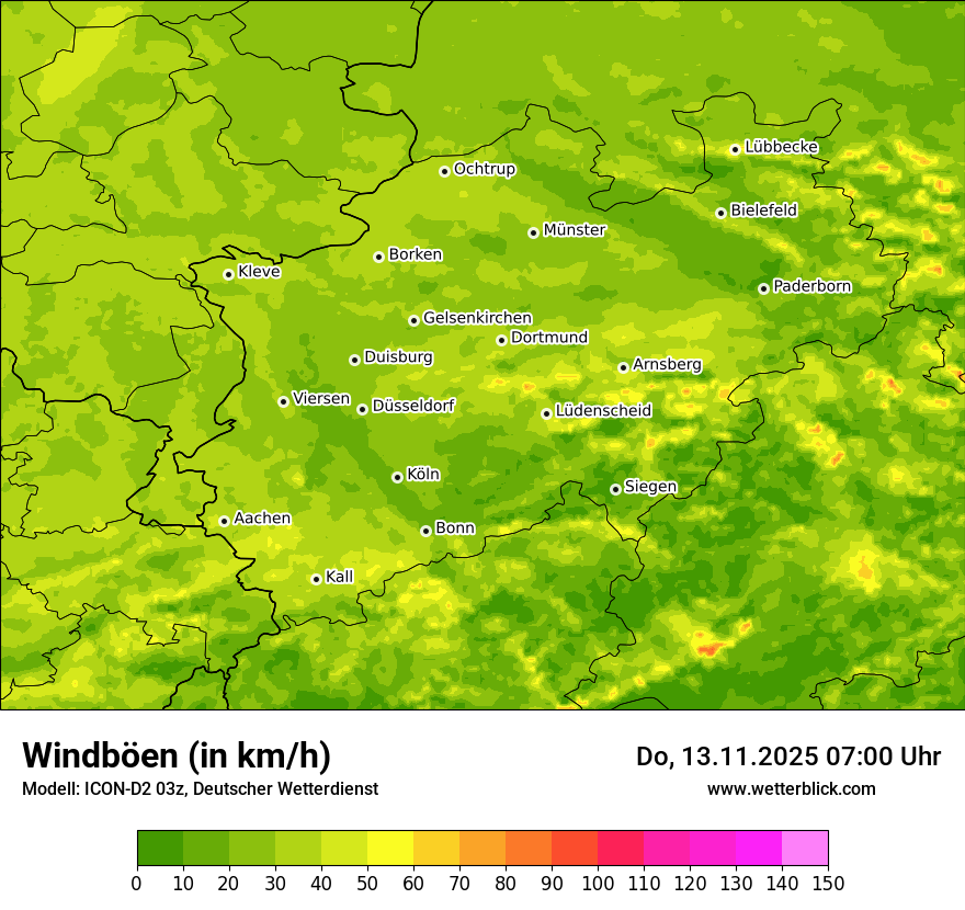 Modellkarten Windgeschwindigkeit