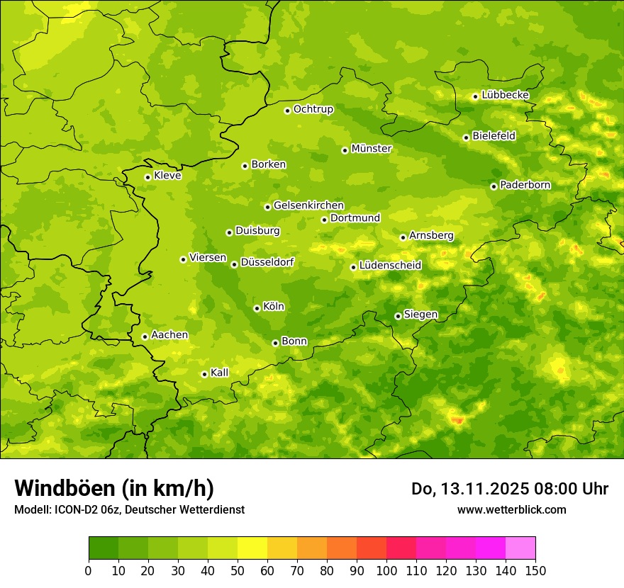 Modellkarten Windgeschwindigkeit