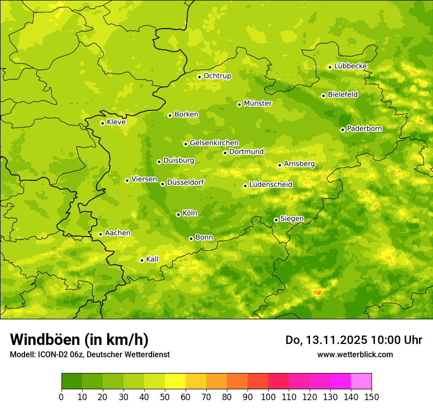 Modellkarten Windgeschwindigkeit