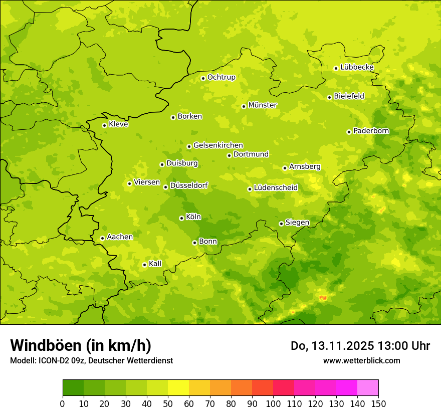 Modellkarten Windgeschwindigkeit
