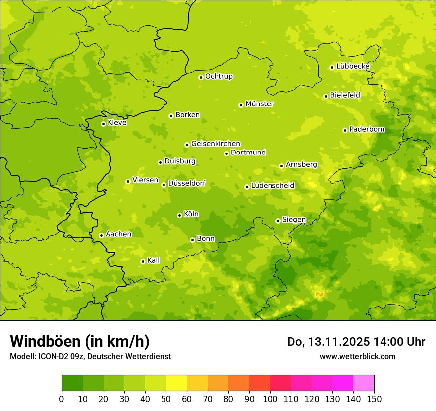 Modellkarten Windgeschwindigkeit