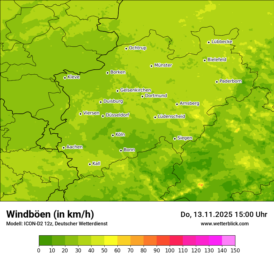 Modellkarten Windgeschwindigkeit