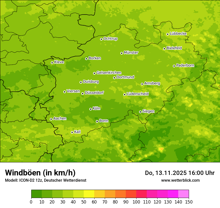Modellkarten Windgeschwindigkeit