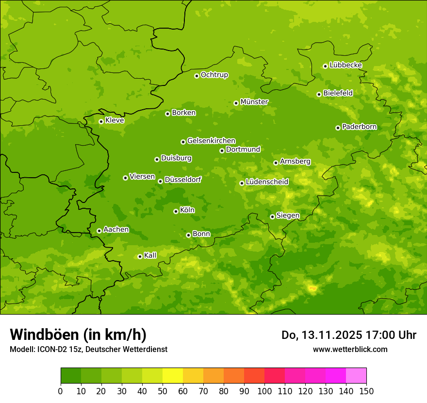 Modellkarten Windgeschwindigkeit