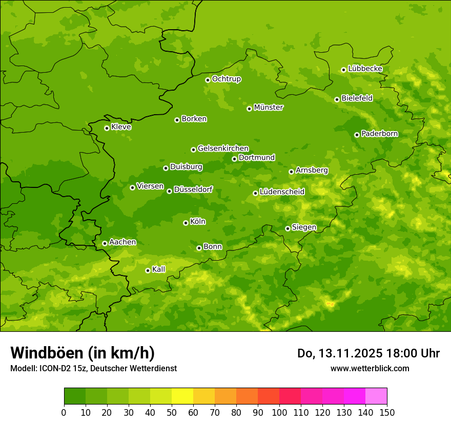 Modellkarten Windgeschwindigkeit