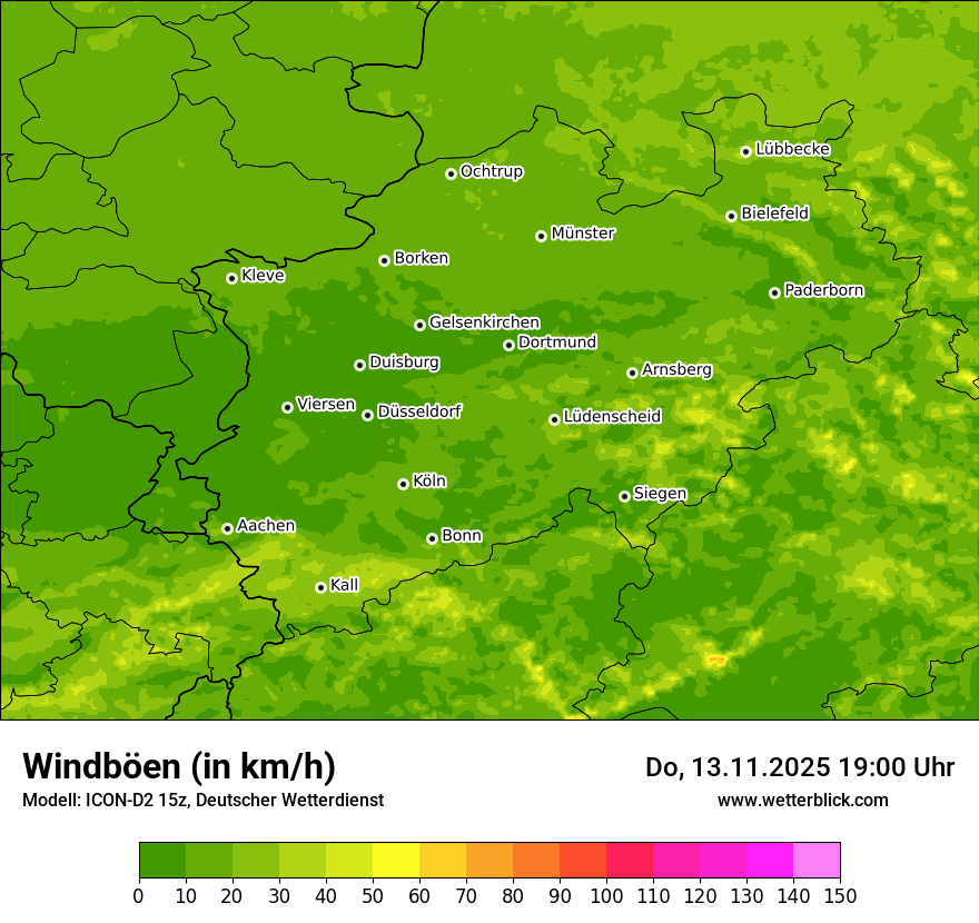 Modellkarten Windgeschwindigkeit