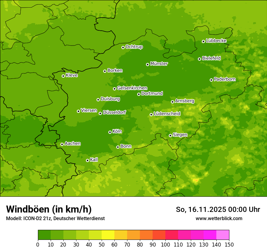 Modellkarten Windgeschwindigkeit