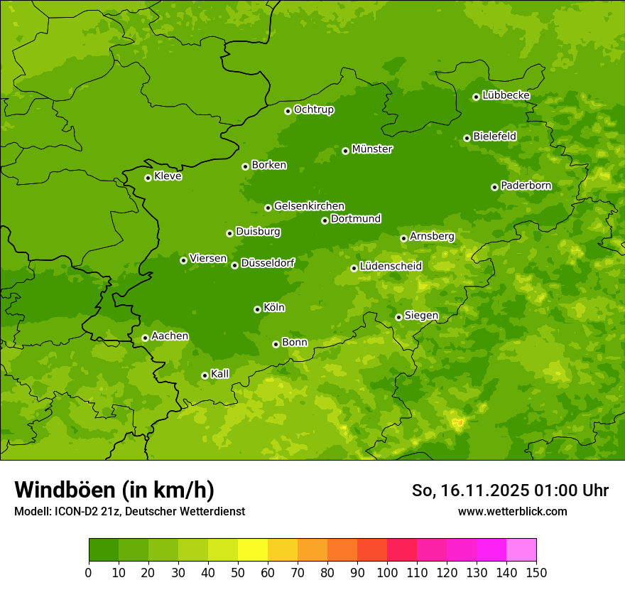Modellkarten Windgeschwindigkeit