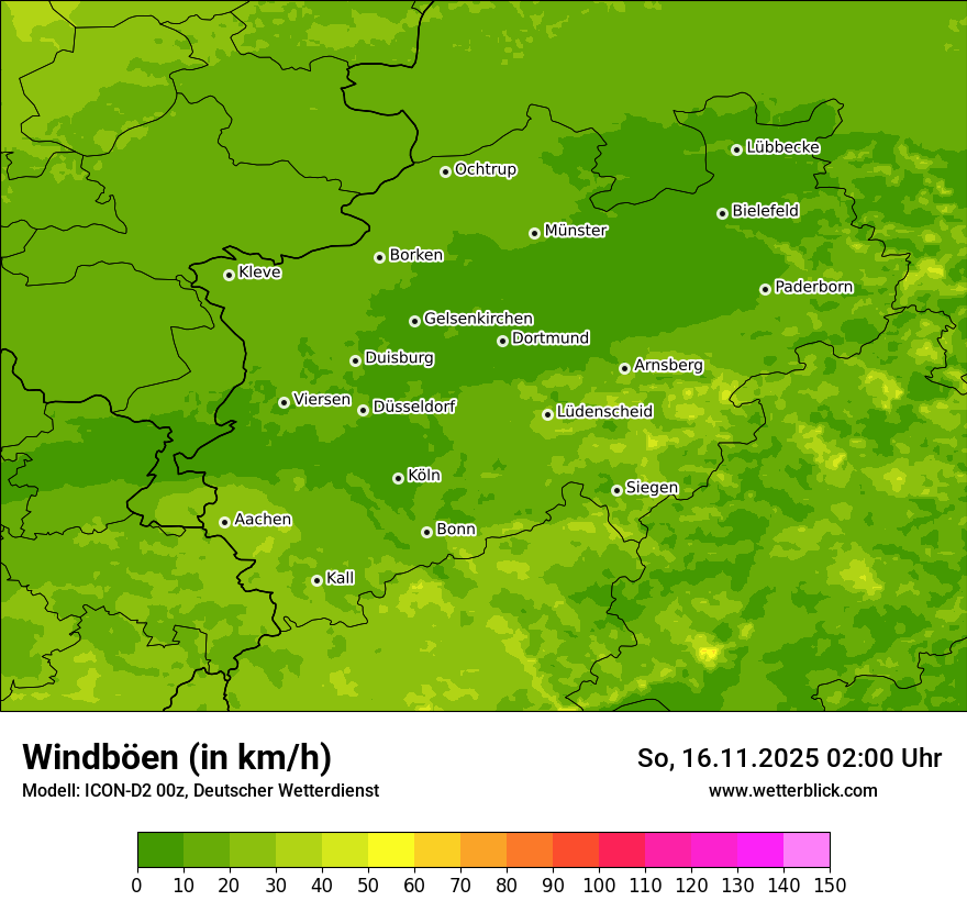 Modellkarten Windgeschwindigkeit