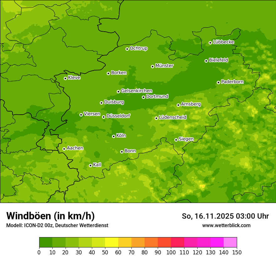 Modellkarten Windgeschwindigkeit