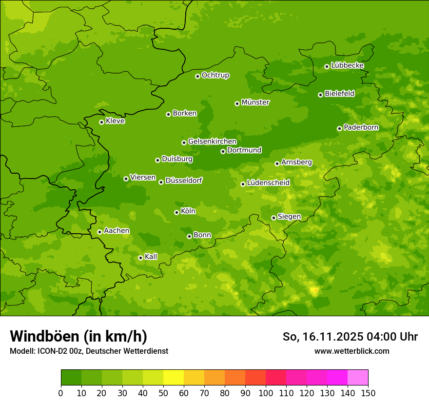Modellkarten Windgeschwindigkeit
