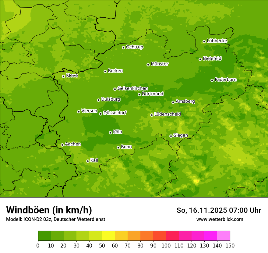 Modellkarten Windgeschwindigkeit