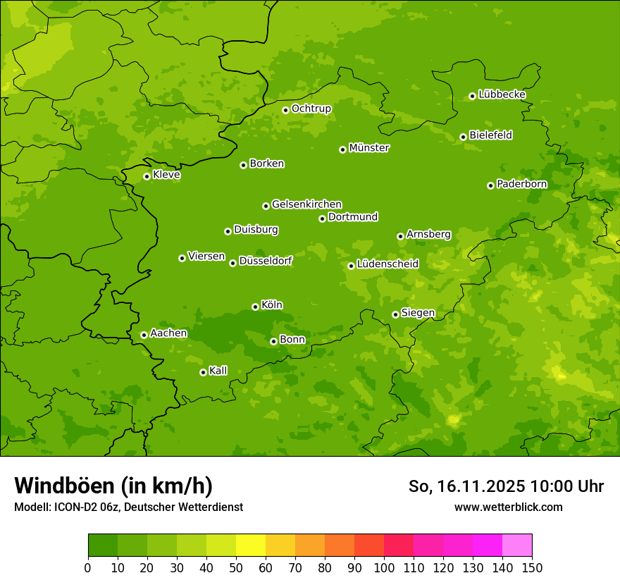 Modellkarten Windgeschwindigkeit