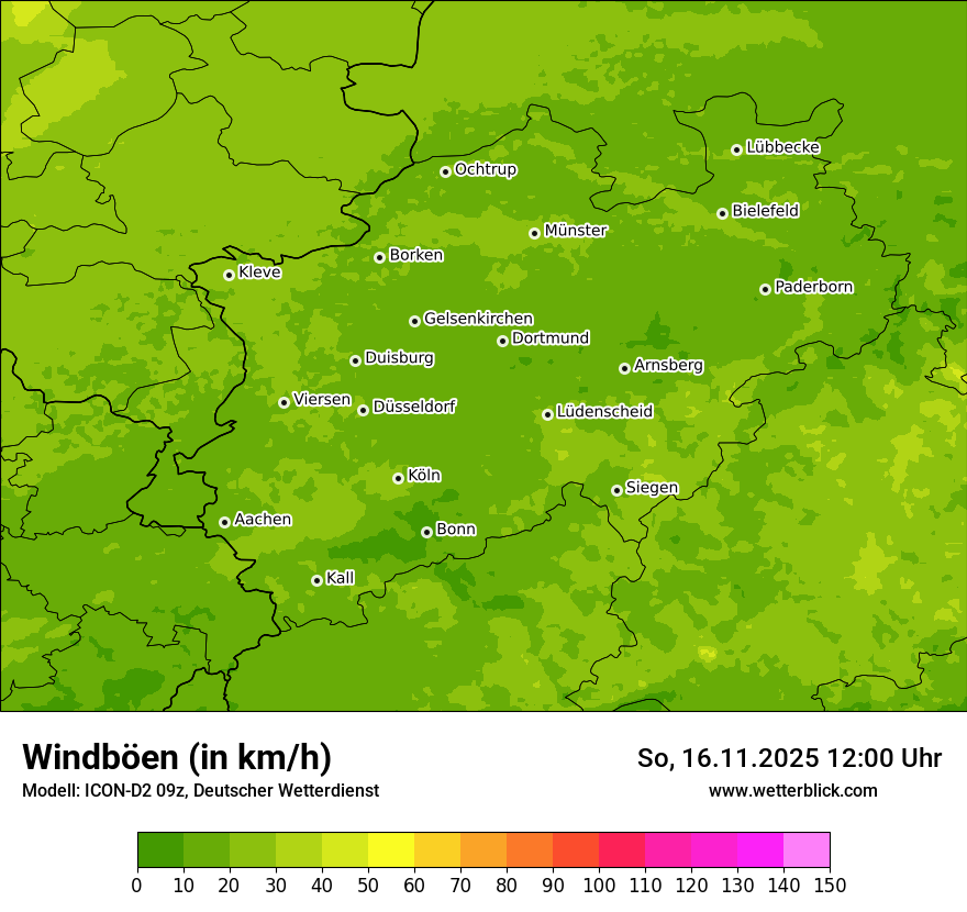 Modellkarten Windgeschwindigkeit
