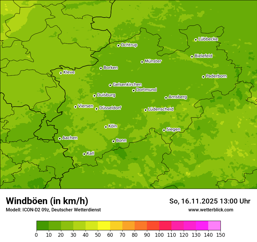 Modellkarten Windgeschwindigkeit